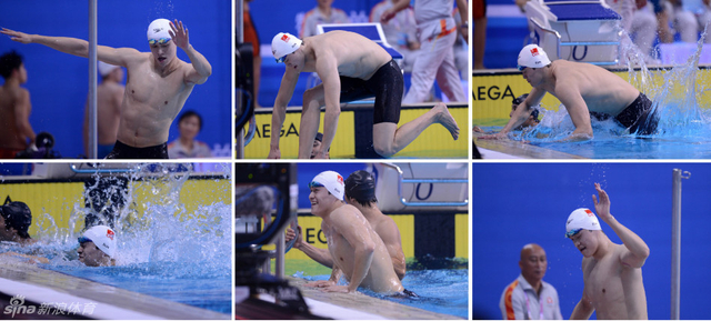 孙杨鞠躬时不慎落水