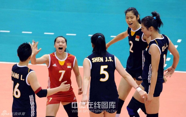 中国队庆祝得分