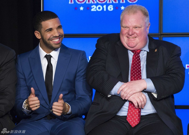 饶舌歌手德雷克和多伦多市长福特