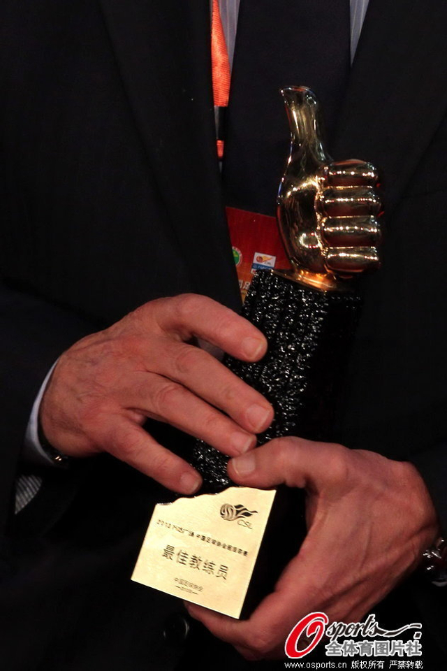最佳教练奖杯特写