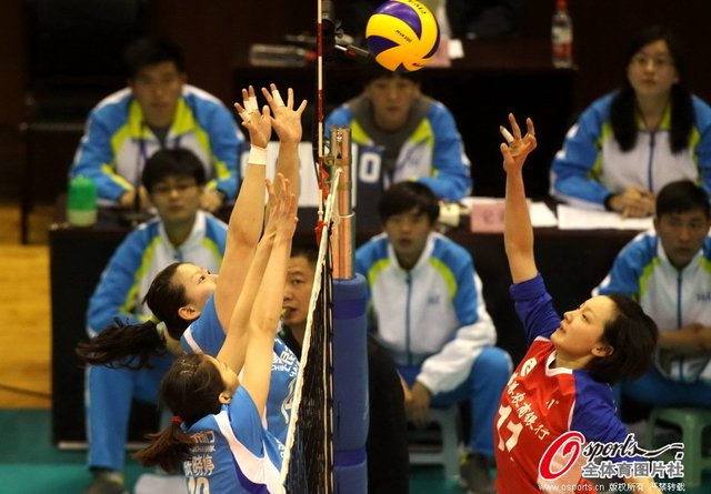 天津队双人拦网