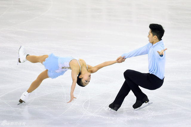 韩聪与隋文静在比赛中