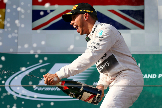 汉密尔顿庆祝夺冠