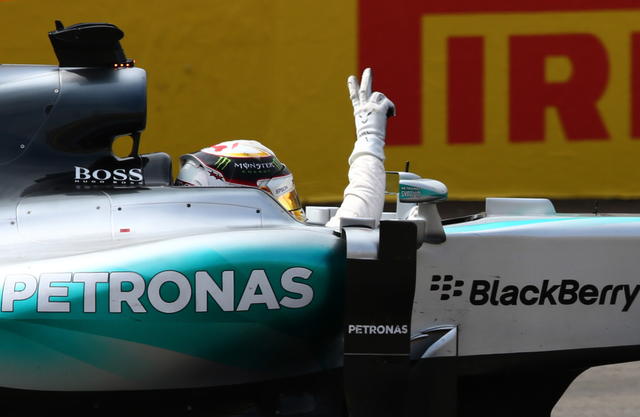 汉密尔顿庆祝夺冠