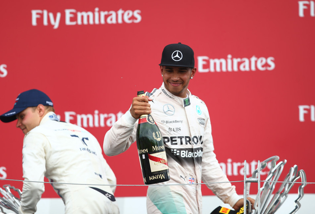 汉密尔顿庆祝夺冠