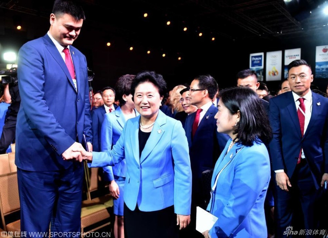 姚明与国务院副总理刘延东握手