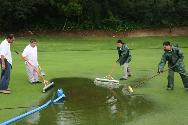 球场积水严重