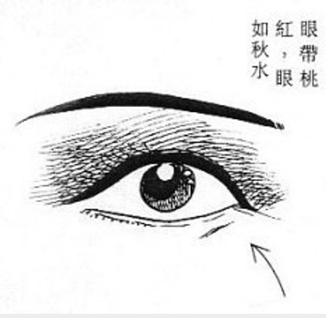 眼带桃红，眼如秋水