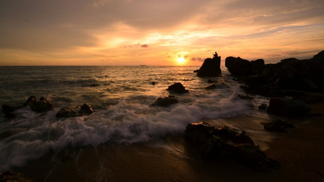 夕阳剪影 鱼鳞洲的别样浪漫