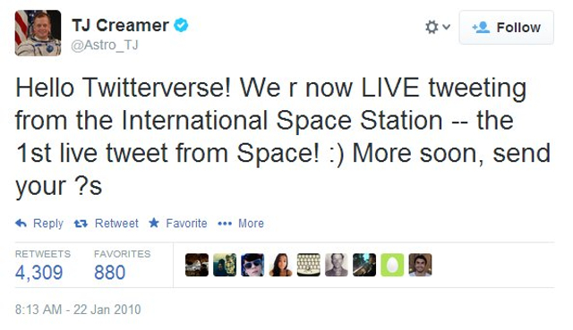 第一个在太空中发Twitter的人
