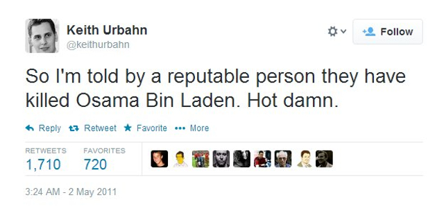 新闻事件中的Twitter：本拉登死讯