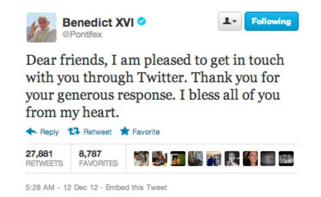 Twitter与宗教：本笃十六世教皇