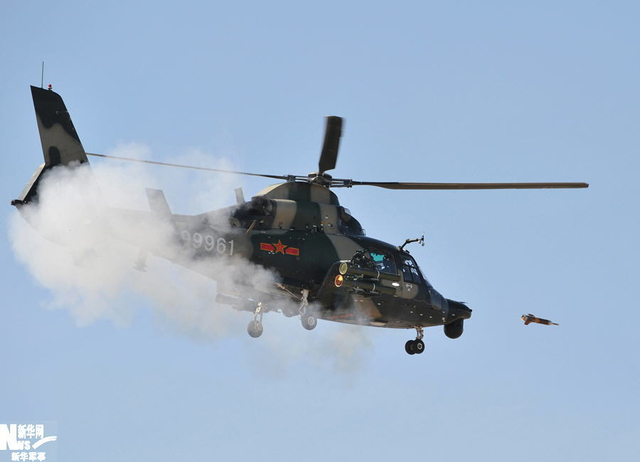 资料图：武直9反坦克导弹发射离机瞬间