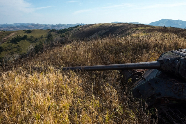 破旧IS3坦克“镇守”北方四岛之色丹岛