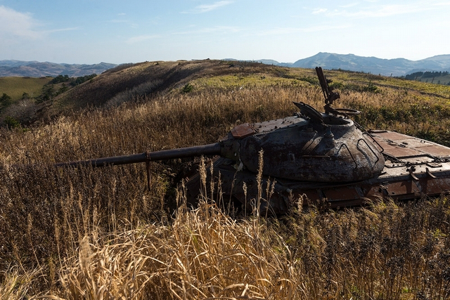破旧IS3坦克“镇守”北方四岛之色丹岛