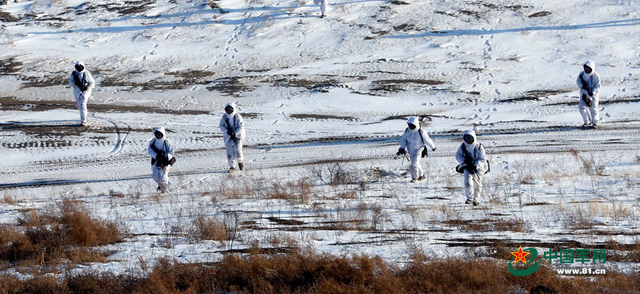 海军陆战队官兵进行战术对抗演练