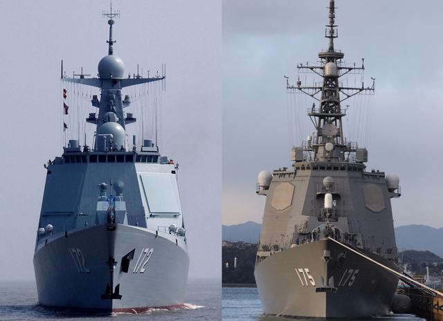 日本欲增加大型巡逻船 日本出台离岛安保方针 中日神盾战舰正视对比照