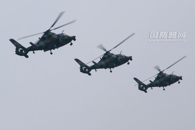 陆航武直机多机混编队训练