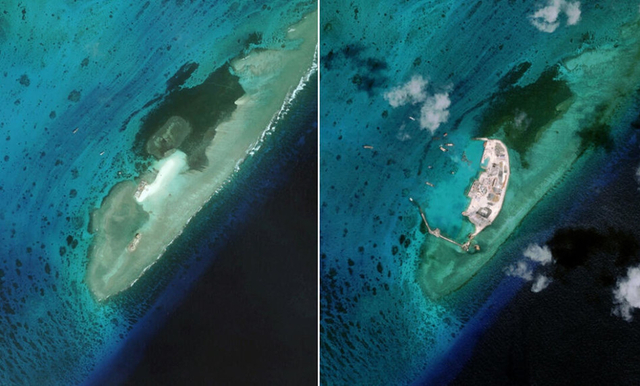中越南海造岛对比：越南不自量力抢中国地盘