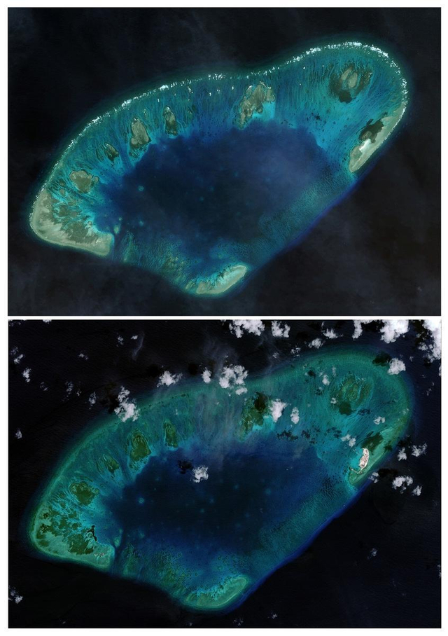 中越南海造岛对比：越南不自量力抢中国地盘