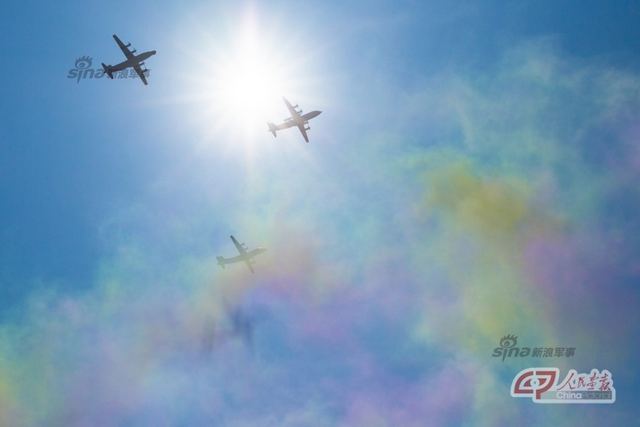 高新机编队飞越天安门广场上空