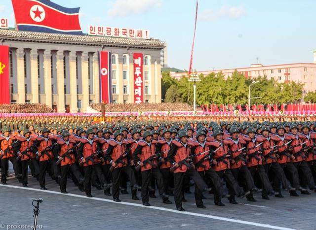 检阅朝鲜三军仪仗队图片