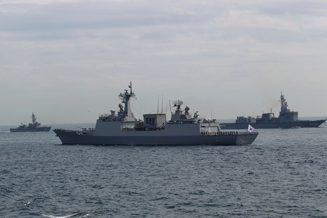 韩国战舰也参加阅舰式