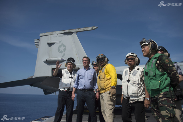 美防长登航母巡航南海舰载机频起飞