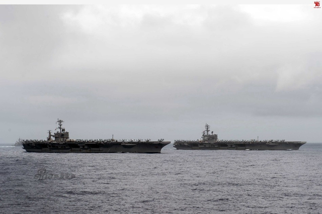 卷土重来！美国海军双航母编队逼近南海巡航