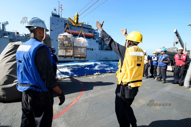 玩得挺嗨皮!美军驱逐舰在南海补给操演忙战备