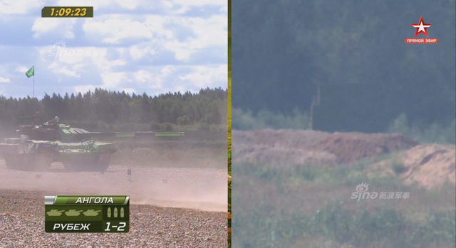 中国96B坦克以绝对优势首个冲过终点