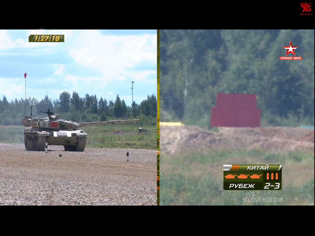 中国96B坦克以绝对优势首个冲过终点