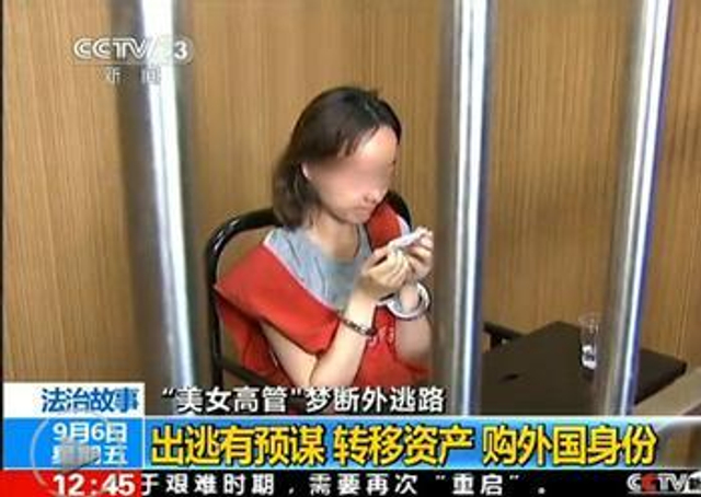 外逃美女老板被捕画面